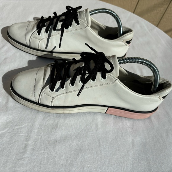 Prada BIANCO LEATHER LACE UP LOGO LOW TOP SNEAKERS - Picture 6 of 16